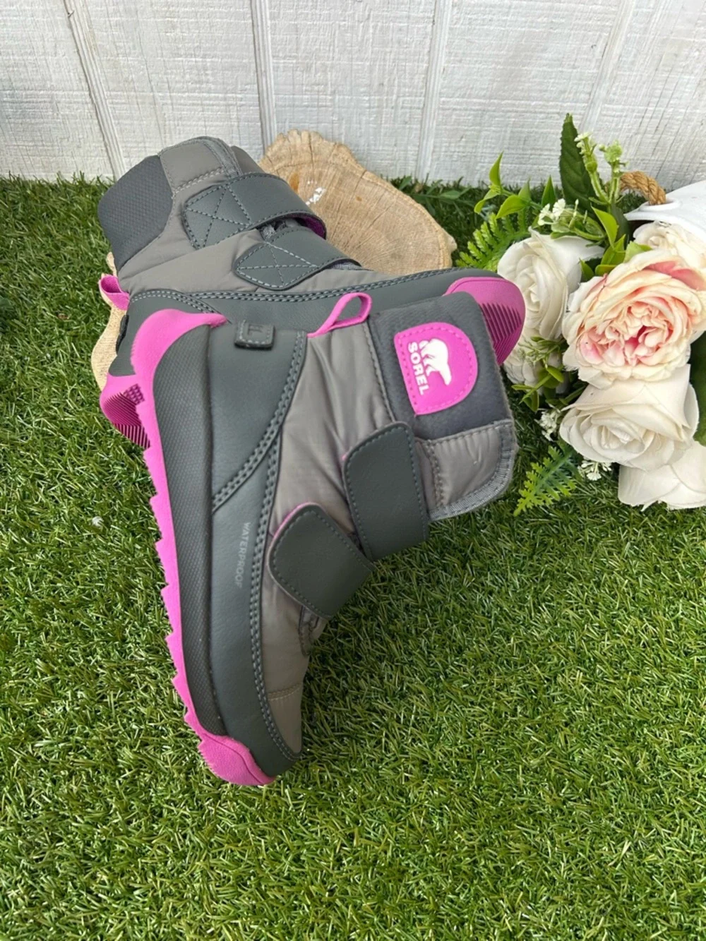 Sorel Kids Waterproof Strap Snow Boots - Gray & purple size 12toddler girls new